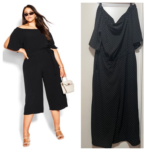 City Chic Pants - New City Chic Black Polka Dot Jumpsuit Is Potty Sz  S/16 Black NWT.